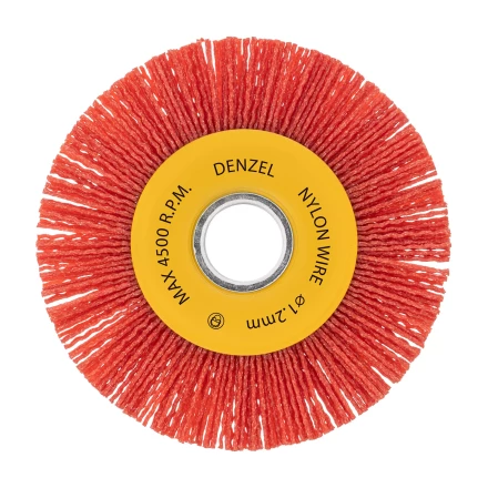 Щетка для УШМ, Denzel 125 мм, плоская, нейлоновая щетина, посадка 22,2 мм, 74461 купить в Перми