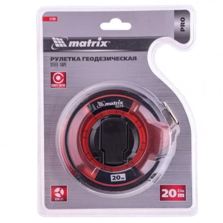 Рулетка геодезическая 20 м х 12,5 мм закрытый корпус стальная лента односторонняя шкала Pro Matrix 31280 купить в Перми