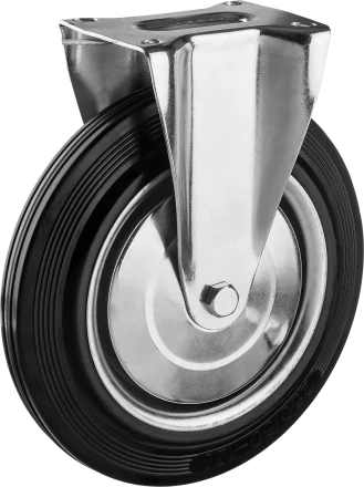 Колеса неповоротные из литой резины с металлическим диском серия ПРОФЕССИОНАЛ купить в Перми