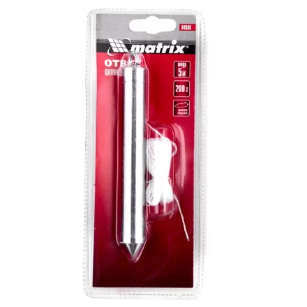 Отвес цилиндрический 200 г шнур 5 м Matrix 84886 купить в Перми