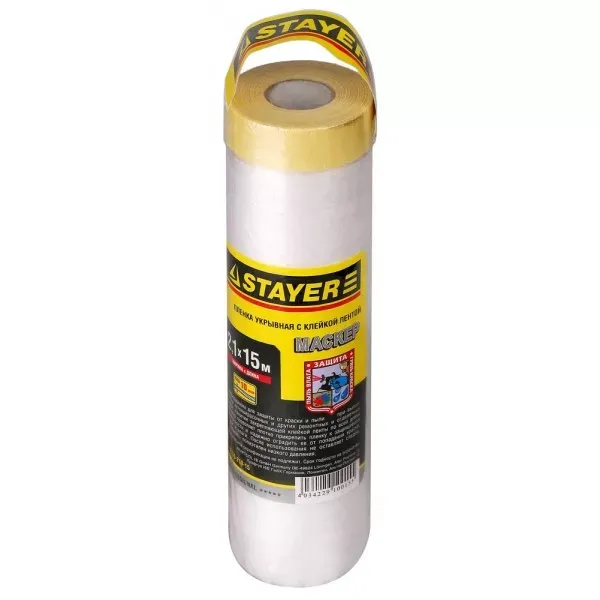 Пленка STAYER "PROFESSIONAL" защитная с клейкой лентой "МАСКЕР", HDPE, 9мкм, 2,1х15м 12255-210-15 купить в Перми