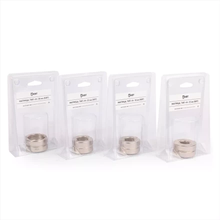 Набор матриц КВТ V (15–28 мм) для опрессовки фитингов из меди и нержавеющей стали (89623) купить в Перми