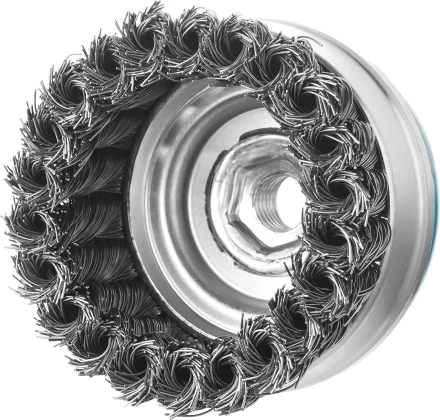 ЗУБР &quot;ПРОФЕССИОНАЛ&quot;. Щетка чашечная усиленная для УШМ, плетеные пучки стальной проволоки 0,5мм, 80ммхМ14 3527-080_z02 купить в Перми