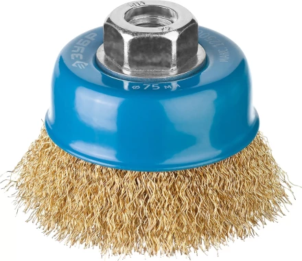 ЗУБР &quot;ПРОФЕССИОНАЛ&quot;. Щетка чашечная для УШМ, витая латунированная стальная проволока 0,3мм, 75ммхМ14 3526-075_z02 купить в Перми