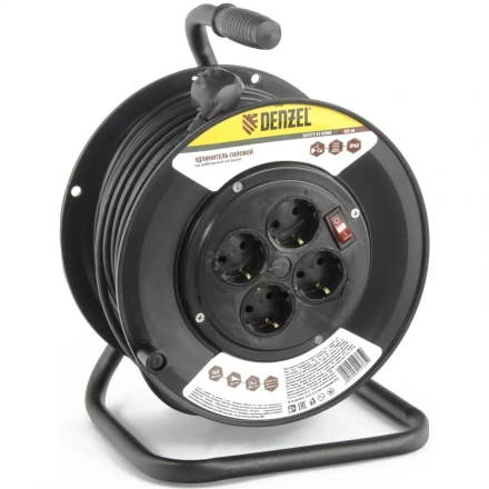 Удлинитель силовой на кабельной катушке 50м 4 розетки 16А серия УХз16 DENZEL 95906 купить в Перми