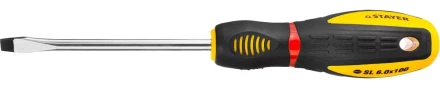 Отвертка STAYER &quot;PROFI&quot; &quot;PROTech&quot;, двухкомп рукоятка, намагниченная, Cr-Mo, SL6,0x100мм 25131-06-10_z02 купить в Перми