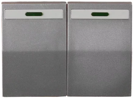 Выключатель СВЕТОЗАР &quot;ЭФФЕКТ&quot; двухклавишный, с эффектом свечения, без вставки и рамки, светло-серый металлик, 10A/~250B SV-54435-SM купить в Перми