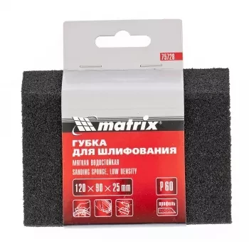 Губка для шлифования 120 х 90 х 25 мм трапеция мягкая P60 MATRIX 75728 купить в Перми