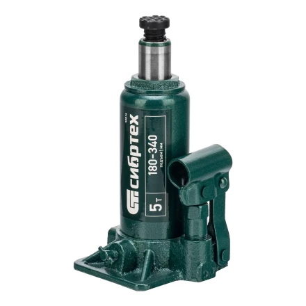 Домкрат гидравлический бутылочный Сибртех 50814, 5 т, 180-340 мм, в пласт. кейсе купить в Перми