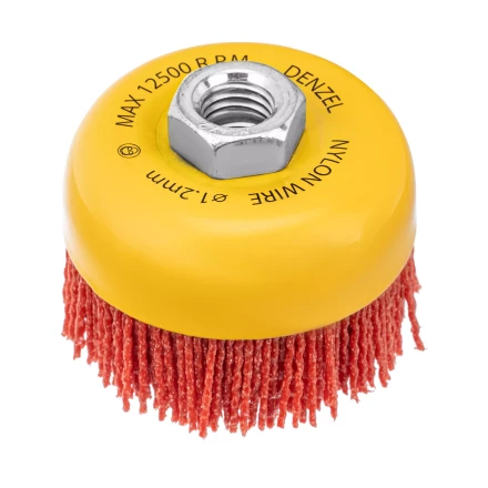 Щетка для УШМ, 75 мм, Чашка, нейлоновая щетина, М14, Denzel 74465 купить в Перми