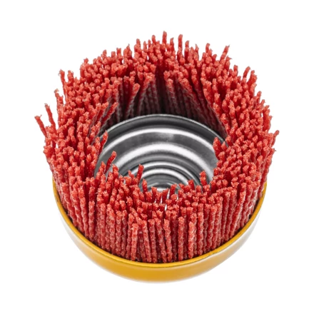 Щетка для УШМ, 75 мм, Чашка, нейлоновая щетина, М14, Denzel 74465 купить в Перми