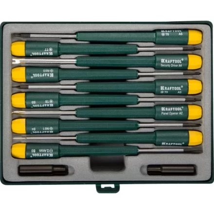 Набор KRAFTOOL Отвертки для ремонта мобильных телефонов, 12 предметов 25616-H12 купить в Перми