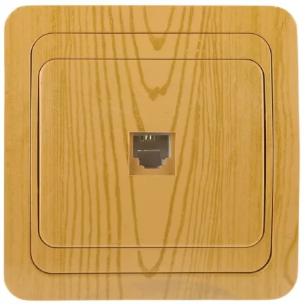 Розетка СВЕТОЗАР &quot;ГАММА&quot; телефонная, одинарная, цвет ольха SV-54117-A купить в Перми