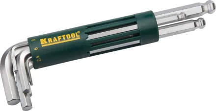 Набор KRAFTOOL: Ключи имбусовые длинные с шариком, Cr-Mo сталь, держатель-рукоятка, HEX 2-10мм, 8 пред 27431-2_z01 купить в Перми