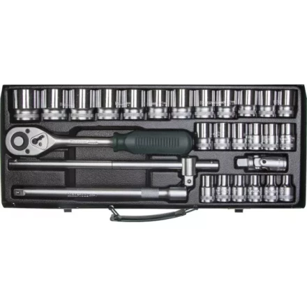 Набор торцовых головок KRAFTOOL &quot;INDUSTRIE QUALITAT&quot; (1/2&quot;) универсальный, Cr-V, металлический кейс, 28 предметов 27892-H28_z01 купить в Перми