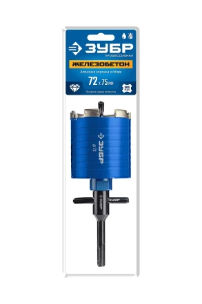 ЗУБР АСК d 72 мм (М16, рабочая глубина 75 мм, лазерная сварка), алмазная сегментная коронка для подрозетников, Профессионал (29875-72) купить в Перми