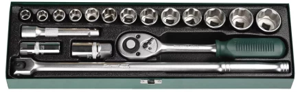 Набор торцовых головок KRAFTOOL &quot;INDUSTRIE QUALITAT&quot; (1/2&quot;) универсальный, Cr-V, металлический кейс, 18 предметов 27892-H18 купить в Перми