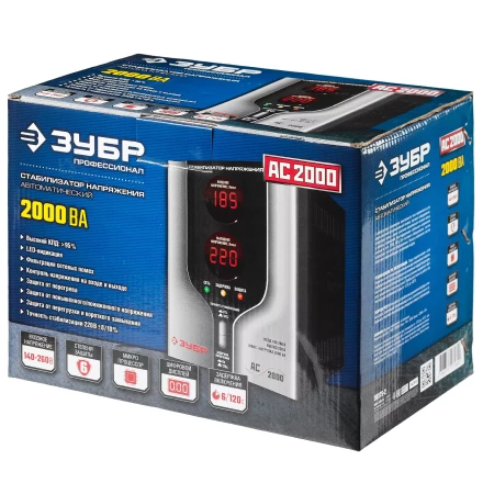 ЗУБР 2000ВА, 2 кВт, автоматический стабилизатор напряжения, Профессионал (59375-2) купить в Перми