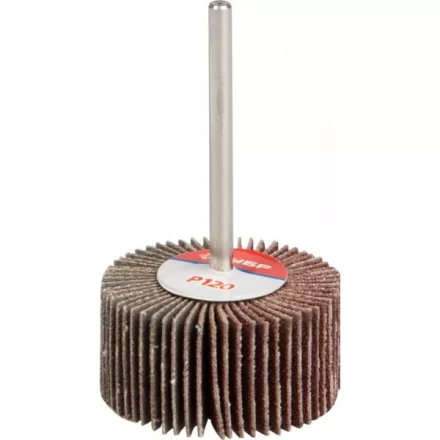 Круг шлифовальный ЗУБР &quot;МАСТЕР&quot; веерный лепестковый, на шпильке, тип КЛО, зерно-электрокорунд нормальный, P120, 15х30мм 36600-120 купить в Перми