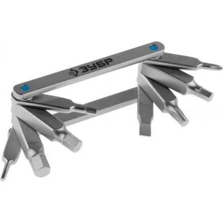 Набор ЗУБР &quot;ЭКСПЕРТ&quot;: Ключи имбус,универс,складные,Cr-V,сатинир покрытие,суперкомпактный,HEX,TORX,PH №1,SL 5мм,8-в-1 27423-H8 купить в Перми