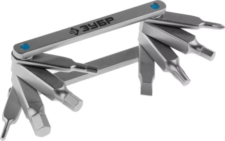 Набор ЗУБР &quot;ЭКСПЕРТ&quot;: Ключи имбус,универс,складные,Cr-V,сатинир покрытие,суперкомпактный,HEX,TORX,PH №1,SL 5мм,8-в-1 27423-H8 купить в Перми