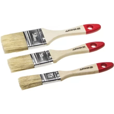 Набор STAYER &quot;STANDARD&quot; &quot;UNIVERSAL&quot;: Кисти, светлая натуральная щетина, деревянная ручка, 3шт: 25, 38, 50мм 0161-H3_z01 купить в Перми