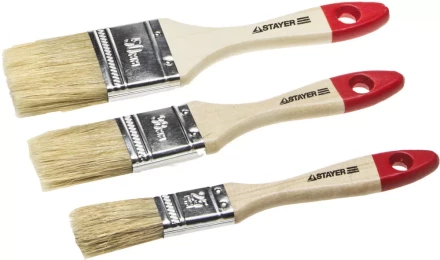 Набор STAYER &quot;STANDARD&quot; &quot;UNIVERSAL&quot;: Кисти, светлая натуральная щетина, деревянная ручка, 3шт: 25, 38, 50мм 0161-H3_z01 купить в Перми