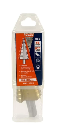Сверло для металла ступенчатое 4-32мм 15 ступ шаг 2 ход 5 VMX 511632 купить в Перми