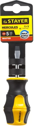 Отвертка STAYER &quot;MASTER&quot; &quot;HERCULES&quot;, Сr-V, противоскользящая рукоятка, SL5,0x38мм 25051-38-5.0_z01 купить в Перми