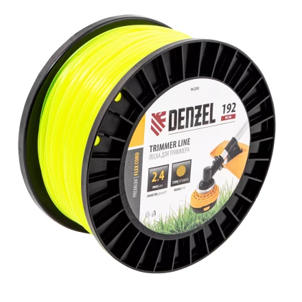 Леска для триммера круглая Denzel, 2,4мм х 192м, на DIN катушке FLEX CORD, 96280 купить в Перми