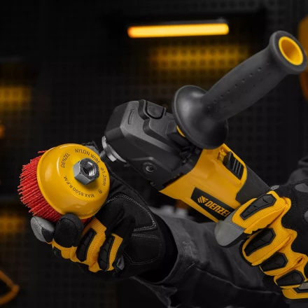 Щетка для УШМ Denzel, 100 мм, Чашка, нейлоновая щетина, М14, 74469 купить в Перми