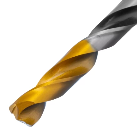 Сверло спиральное по металлу Denzel 8 x 117мм, Р6М5, Golden Tip, многогранная заточка, 718282 купить в Перми