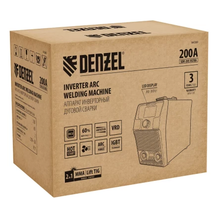 Аппарат инвертор. дуговой сварки Denzel SDR-205 Ultra, 200 А, ПВ 60% 94360 купить в Перми