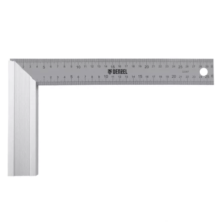 Угольник стальной 300 мм, нержавеющая сталь, градуировка, алюминиевое основание Denzel 32397 купить в Перми