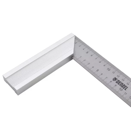 Угольник стальной 300 мм, нержавеющая сталь, градуировка, алюминиевое основание Denzel 32397 купить в Перми