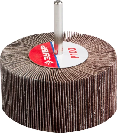 Круг шлифовальный ЗУБР &quot;МАСТЕР&quot; веерный лепестковый, на шпильке, тип КЛО, зерно-электрокорунд нормальный, P100, 40х80мм 36604-100 купить в Перми