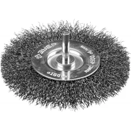 ЗУБР &quot;ПРОФЕССИОНАЛ&quot;. Щетка дисковая для дрели, витая стальная проволока 0,3мм, 100мм 35198-100_z02 купить в Перми