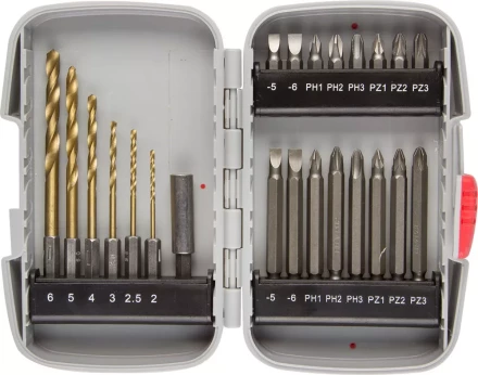 Набор ЗУБР &quot;МАСТЕР&quot;: Насадки для шуруповерта и дрели, биты, биты-сверла, адаптер, 23 предмета 26056-H23 купить в Перми