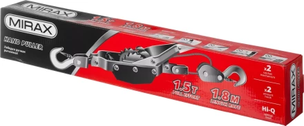 Лебедка ручная рычажная MIRAX, тросовая, 1,5т, 1,8м 43130-1.5 купить в Перми