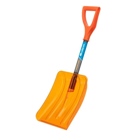 Лопата для уборки снега Сибртех 61673, поликарбонат, 270х360х840 мм, стальной черенок, усиленная купить в Перми