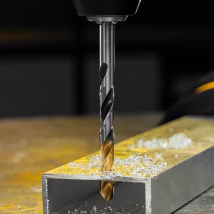 Сверло спиральное по металлу Denzel, 8,5 x 117мм, Р6М5, Golden Tip, многогранная заточка, 718283 купить в Перми