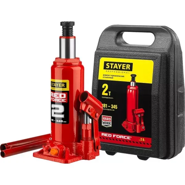 Домкрат STAYER "PROFI" гидравлический бутылочный, в кейсе, 2т, 148-278мм 43160-2-K купить в Перми