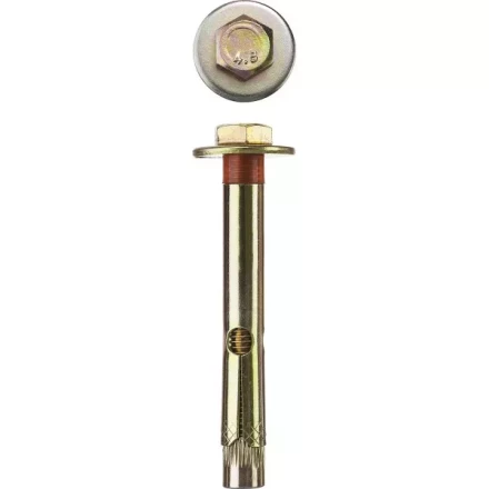 Болт анкерный ЗУБР с пластиковым кольцом, желтопассивированный, 16х110мм, ТФ2, 8шт 4-302312-16-110 купить в Перми