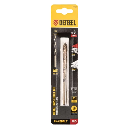 Сверло по металлу, 8 мм, HSS Co-8%// Denzel 71454 купить в Перми