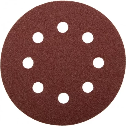 Круг шлифовальный ЗУБР &quot;МАСТЕР&quot; универсальный, из абразивной бумаги на велкро основе, 8 отверстий, Р60, 125мм, 5шт 35562-125-060 купить в Перми