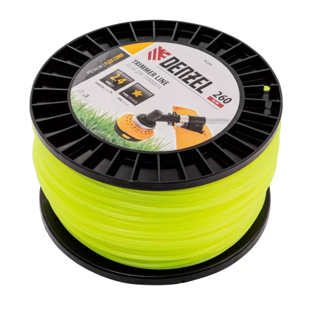 Леска для триммера звезда Denzel, 2,4мм х 260м, на DIN катушке FLEX CORD, 96286 купить в Перми