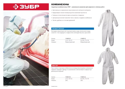 Комбинезоны защитные серия МАСТЕР купить в Перми