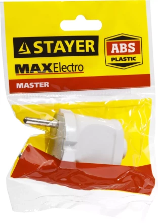 Вилка MAXElectro электрическая, 6А/220В, белая, STAYER 55150-W купить в Перми