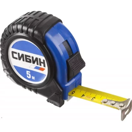 Рулетка СИБИН, обрезиненный пластиковый корпус, 5м/25мм 34019-05-25 купить в Перми