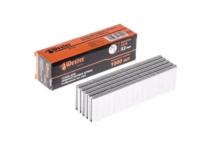Скобы для степлера WESTER 826-019 32 мм, тип 18GA, 1000 шт. купить в Перми